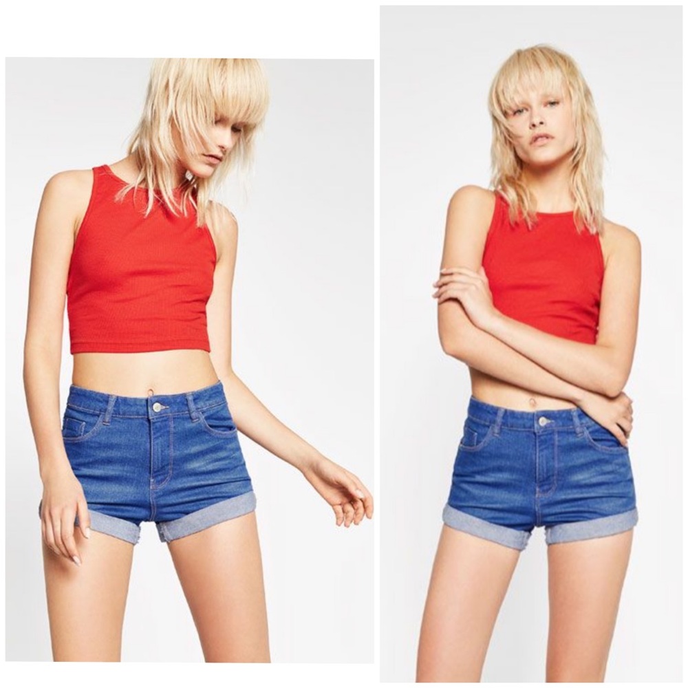 Zara Denim Makers Cuffed Denim Shorts